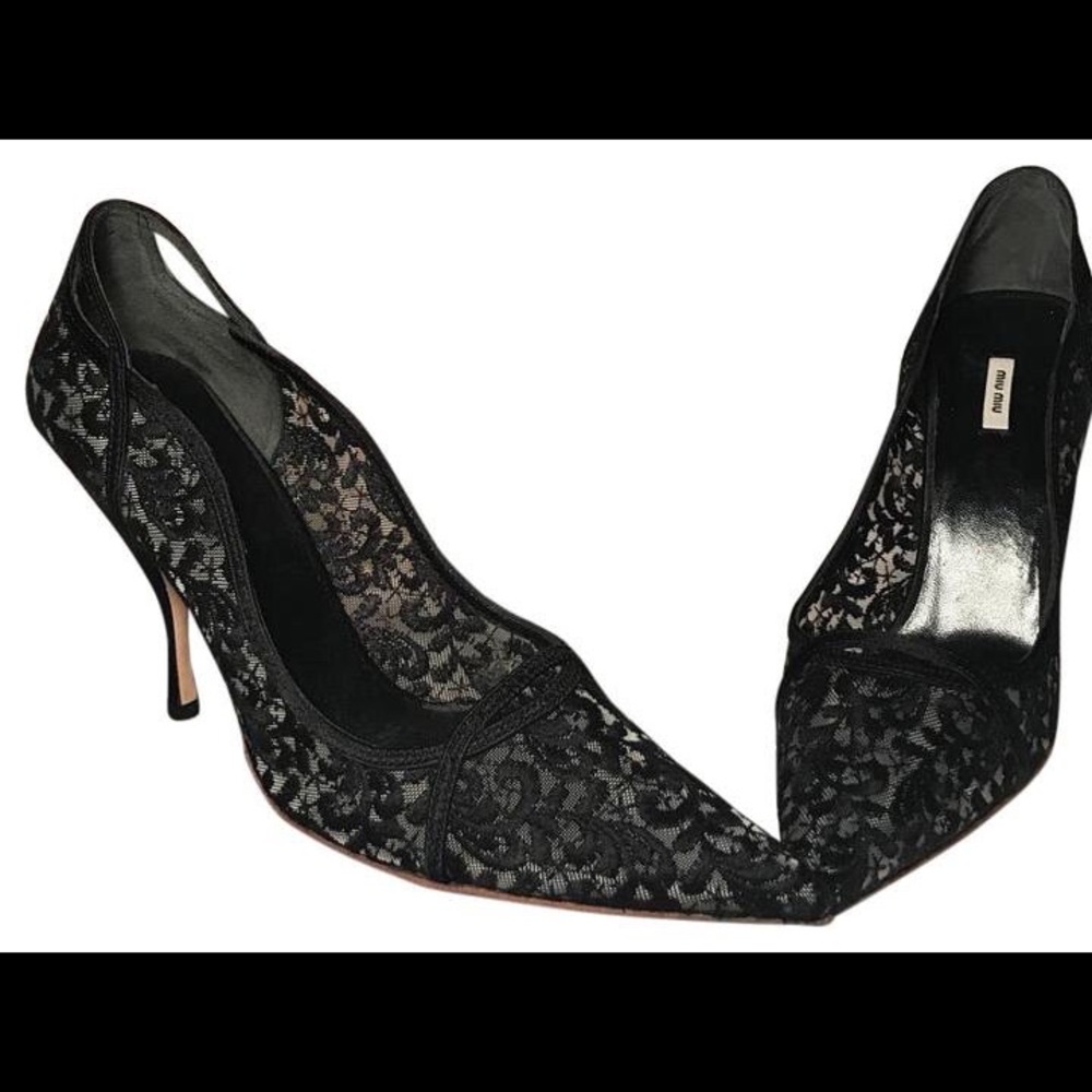 Miu Miu Black Lace Pumps Size 36 NIB
